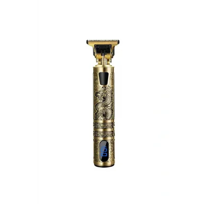 Genel Ürün İthalatçı Garantili Vintage T-bıçak Lcd Ekran Şarjlı Ense Sakal Çizim Traş Makinesi 2 Yıl Yok Siyah