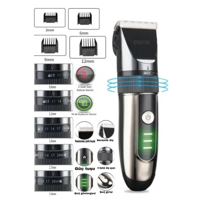 Genel Ürün Kuru IP-1012 Kişisel Bakım Aleti Profesyonel Saç- Sakal-Vücut Tüyleri Kesme Tıraş Makinesi Yok 1 Yı
