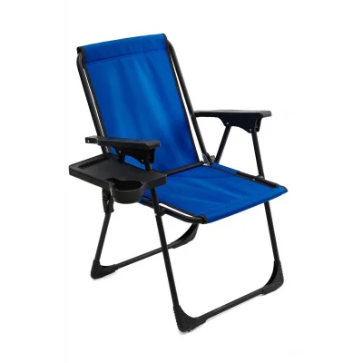 Genel Ürün Tek Kişilik Mavi Natura Kamp Sandalyesi Katlanır Piknik Sandalye Dikdörtgen Bardaklıklı Mavi Tekli