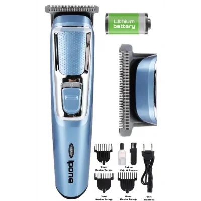 Kol Saati Yok Ip-1017 Professionel Traş Makinesi 2 Yıl Kuru 1-2 Saat Lacivert Saç-Sakal-Burun Kablosuz 1-3