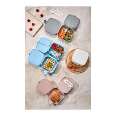 Genel Ürün 2 Katlı 4 Bölmeli Pembe Premium Kiddy Lunch Box - Premium 3 1 Beslenme Çantası - Yemek Saklama Kabı