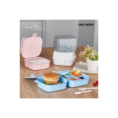 Genel Ürün 2 Katlı 4 Bölmeli Kırmızı Premium Kiddy Lunch Box - Premium 3 1 Beslenme Çantası -yemek Saklama Kabı