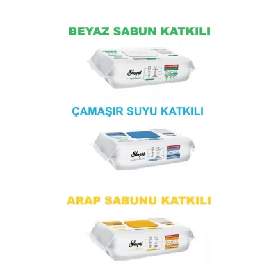 Genel Ürün SleepyEasy Clean Beyaz Sabun Katkılı+Çamaşır Suyu Katkılı+Arap Sabunu Katkılı 3X100 (300 Yaprak)