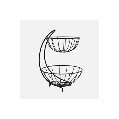 Genel Ürün İki Katlı Meyve Sepeti Siyah