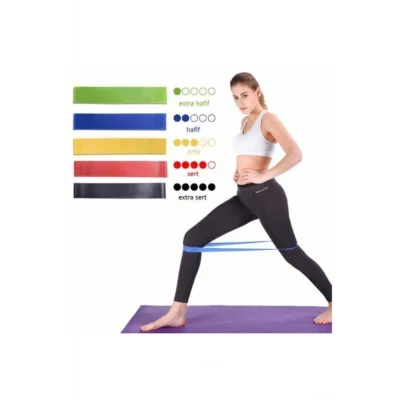 Genel Ürün Pilates Direnç Lastiği Aerobik Yoga Gym Egzersiz Bandı Spor Seti Plates 5li Bant Seti