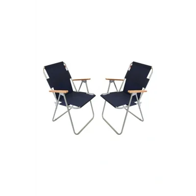 Genel Ürün 2 Adet Kamp Sandalyesi Katlanır Sandalye Piknik Sandalyesi Plaj Sandalyesi Lacivert...