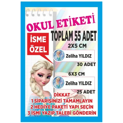 Genel Ürün Okul Etiketi Kalem Defter Etiketi Özel Isim Yazılabilen Etiket -55 Adet