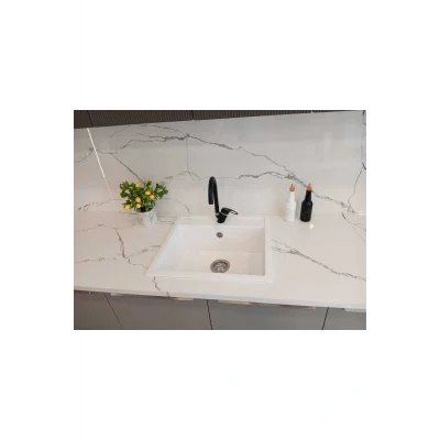 Genel Ürün Granit Eviye-beyaz 56x51 - Tek Gözlü Mutfak Eviyesi