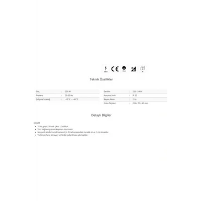 Genel Ürün Ct-2577 21 Amper Şerit Led Trafosu 250w Slim Model 3 Çip