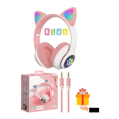 Genel Ürün Vilya Kedi Kulağı Detaylı Bluetooth Kablosuz Kulaklık Çocuk Oyuncu Mor Beyaz