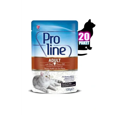 Genel Ürün Proline Pouch Dana Etli Yaş Kedi Maması 100 Gr 20 Adet