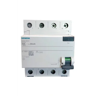 Genel Ürün 5SV4344-0 40A 30mA 400V (3 FAZ + NÖTR) KAÇAK AKIM KORUMA RÖLESİ