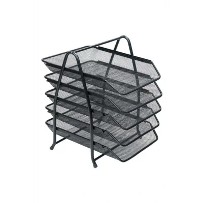 Genel Ürün Evrak Rafı Metal Perforeli Sabit 5 Li Siyah