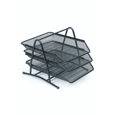 Genel Ürün Evrak Rafı Metal Perforeli 3 Lü Siyah 9181(1 Paket 12 Adet)