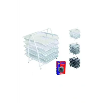 Genel Ürün Evrak Rafı Metal Perforeli Sabit 5 Li Gümüş 9185