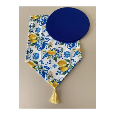 Genel Ürün Limon Desenli Runner Ve 2li Supla Seti