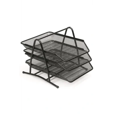 Genel Ürün 3 Gözlü Evrak Rafı Metal Siyah