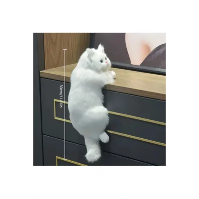 Biblo Masaya Tutunmuş Canlı Gibi Görünen İlginç Sevimli Kedili Ev Masa Dekoru Objesi Biblosu Süsü