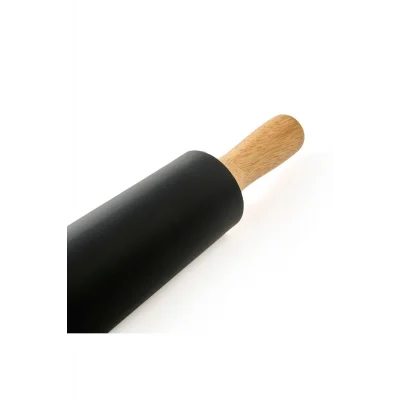 Genel Ürün Bambu Saplı Silikon Merdane - Siyah / Ahşap - 43 cm