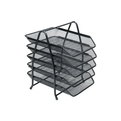 Genel Ürün Siyah Evrak Rafı Metal Perforeli Sabit 5li