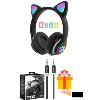 Genel Ürün Vilya Kedi Kulağı Detaylı Bluetooth Kablosuz Kulaklık Çocuk Oyuncu Siyah