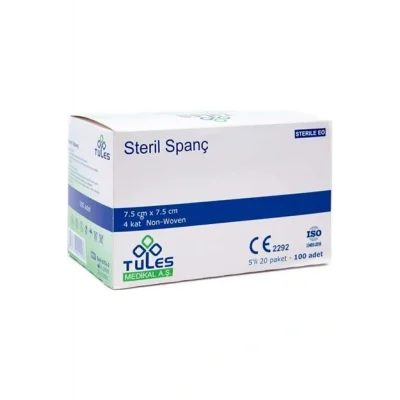 Genel Ürün Tules Steril Spanç Non-woven Kumaş Emici Kompres 7,5 X 7,5cm 100 Adet