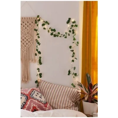 Genel Ürün Dekoratif Şık Yeşil Yapraklı Yapay Sarmaşık Ve 3 Metre Peri Led Gün Işığı