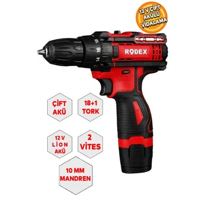 Genel Ürün Matkap Rdx3321 Şarjlı Akülü Matkap 12 V Çift Akülü Vidalama