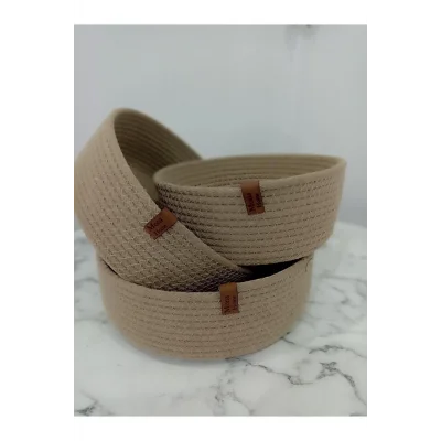 Genel Ürün Hasır Sepet 3lü El Yapımı Organizer Banyo Organizeri Çok Amaçlı Duzenleyici