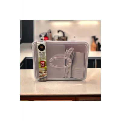 Genel Ürün Piknik Seti 6 Kişilik 32 Parça Çantalı Özel Saklama Kutusu Ile - Pembe