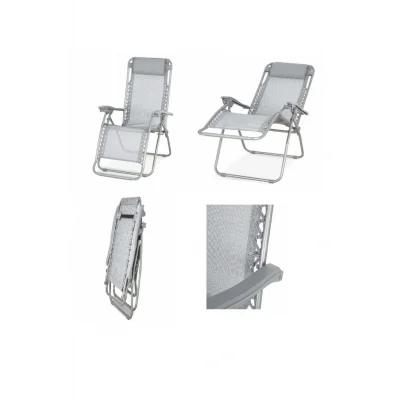 Genel Ürün Gravity Bahçe Kamp Plaj Katlanır Şezlong Sandelyesi Koltuk Koltuğu Gri