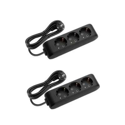 Genel Ürün Avantajlı Paket Siyah Multilet Grup Priz Uzatma Kablosu (1 Adet 3lü 3 Metre 1 Adet 3lü 5 Metre