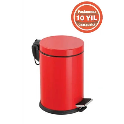 Genel Ürün Paslanmaz Çelik 3 Litre Pedallı Banyo Çöp Kovası Kırmızı