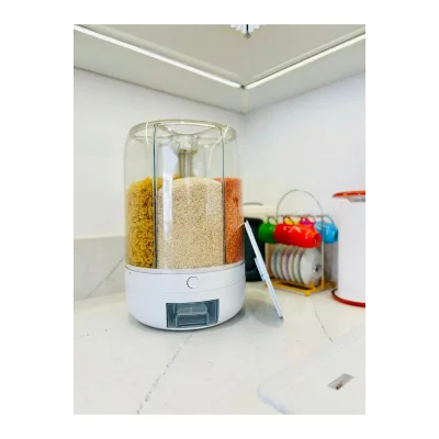 Genel Ürün Erzak Saklama Kabı 6 Kg 360° Döner Kuru Gıda Organizeri (6 BÖLMELİ)