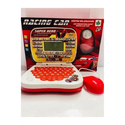 Oyuncak Racing Cars Eğitici Oyuncak Bilgisayar Oyuncak Laptop Türkçe Ingilizce 100 Fonksiyonlu