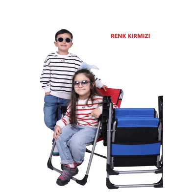 Genel Ürün Kırmızı LÜKS ÇOÇUK KAMP SANDALYESİ Tekli Metal Çocuk Kamp Sandalyesi