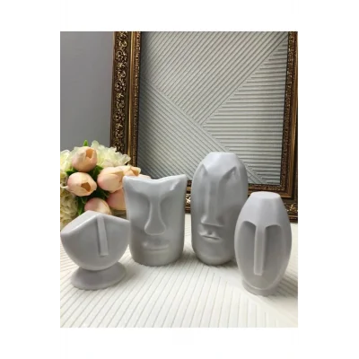 Biblo Ev Dekor Dekoratif Kafalar 4lü Heykel Biblo Aksesuar Set