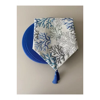 Genel Ürün Mercan Desenli Runner Ve Supla Seti