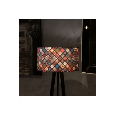 Lamba Rustik Desenli Çini Victoria Ahşap Üç Ayaklı Lambader Ayd-2800