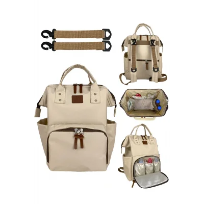 Genel Ürün Tekstil Paris Stylo Anne Bebek Bakım Sırt Çantası-bej Bej Sırt Çantası Sırt Çantası