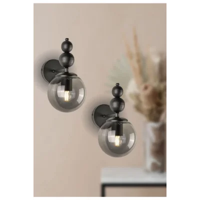 Genel Ürün Venüs 2li Aplik Siyah Model- Siyah Füme Cam- Modern Aplik