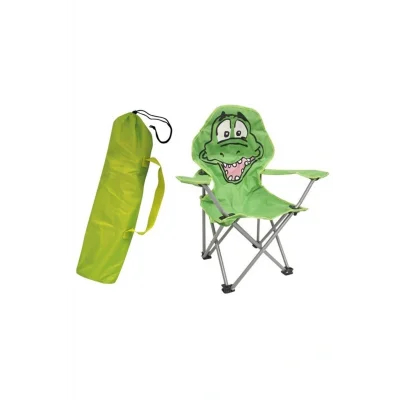 Genel Ürün Tek Kişilik Çocuk Katlanır Kamp Plaj Sandalyesi Timsah Yeşil Taşıma Çantalı Çocuk Kamp Sandalyesi M