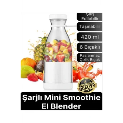 Genel Ürün Taşınabilir Şarjlı Bardak Blender Meyve Sıkcağı Smoothie El Blenderı