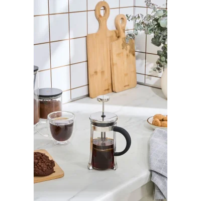 Genel Ürün x Karaca Coffee Bean Kaşık Hediyeli Borosilikat Cam French Press Metalik 350 Ml