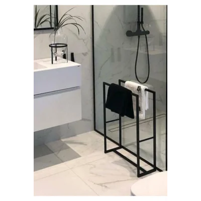 Havlu Metal Siyah Ayaklı Banyo Havluluk Askılık