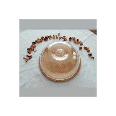 Genel Ürün Ahşap Standlı Akrilik Kapaklı Büyük Kek Fanusu Pasta Sunumu Pasta Sunumu