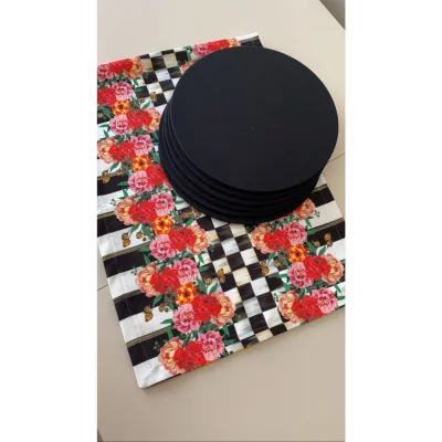 Genel Ürün Çiçek Desenli Runner + 6 Lı Supla Seti