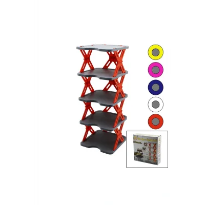 Genel Ürün YENİ NESİL AKORDİYON - KATLANIR - 5 KATLI PLASTİK AYAKKABILIK GRİ TABAN-27X27CM - RENKLİ AYAKLAR (46