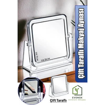Genel Ürün Çift Taraflı Masa Üstü Kare Makyaj Aynası, Akrilik Mini Makyaj Aynası Şık Ve Pratik Makyaj Deneyimi