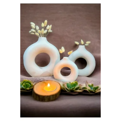 Genel Ürün 3lü Bohem Halka Vazo Özel Tasarım Hediyelik Set